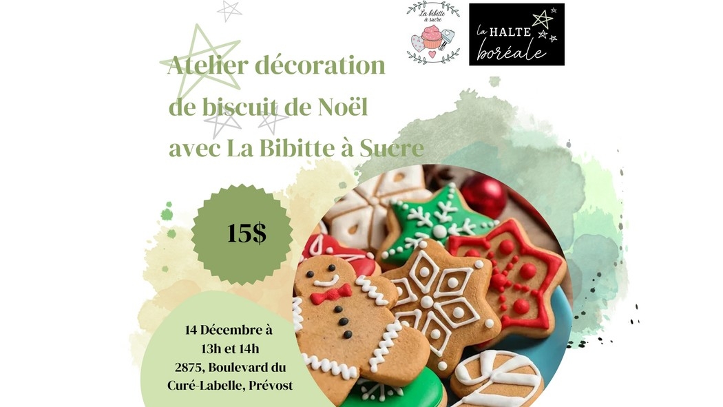 Atelier de décoration de biscuits de Noël 13h